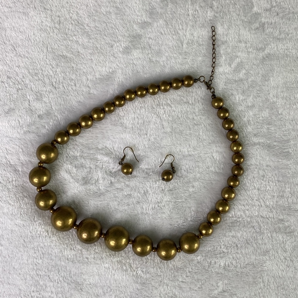 Bronze pearls / marbles spherical earrings - Picture 5 of 8
